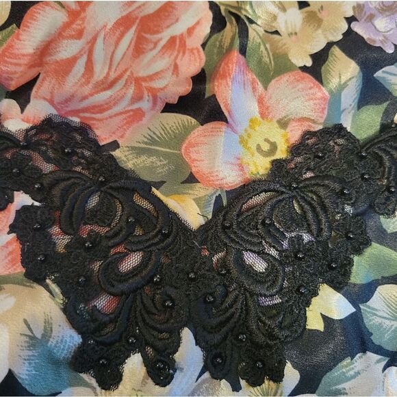 Vintage Victoria’s Secret Gold Label Floral Silk Satin Top Camisole Tank Lace L - Picture 8 of 13